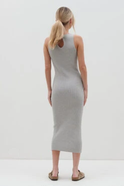 Billie Midi Ribbed Racer Dress - Grey -By Knitwear Shop Billie Ribbed Racer Dress Grey 1459
