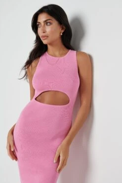 Billie Cut Out Knit Dress - Pink -By Knitwear Shop Billie cutout Pink 125