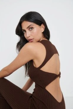 Billie Twisted Cut Out Dress - Brown