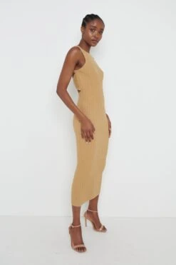 Billie Twisted Cut Out Dress - Camel -By Knitwear Shop Billie twisted cutout dress camel 4759