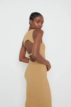 Billie Twisted Cut Out Dress - Camel -By Knitwear Shop Billie twisted cutout dress camel 4768
