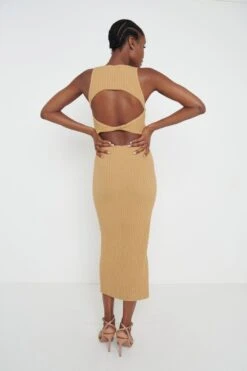 Billie Twisted Cut Out Dress - Camel