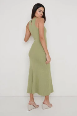 Bonnie Plisse Knit Midaxi Dress - Olive 10 Bonnie Plisse Knit Midaxi Dress - Olive -By Knitwear Shop Bonnie Plisse Midaxi Olive 666