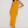 Bonnie Plisse Knit Midaxi Dress - Tangerine -By Knitwear Shop Bonnie Plisse Midaxi Tangerine 537