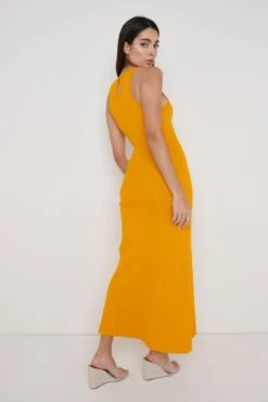Bonnie Plisse Knit Midaxi Dress - Tangerine -By Knitwear Shop Bonnie Plisse Midaxi Tangerine 552