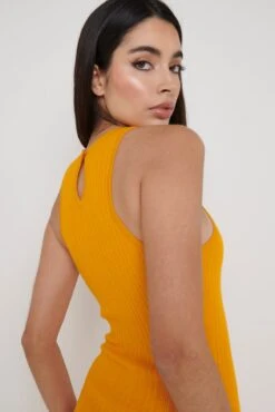 Bonnie Plisse Knit Midaxi Dress - Tangerine -By Knitwear Shop Bonnie Plisse Midaxi Tangerine 556