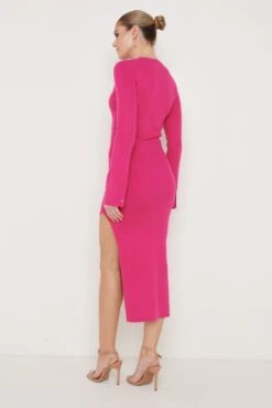 Celeste Slit Button Dress - Pink 10 Celeste Slit Button Dress - Pink -By Knitwear Shop Celeste Button Dress Pink 2701 1 min