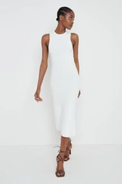 Celine Crochet Midi Dress - White