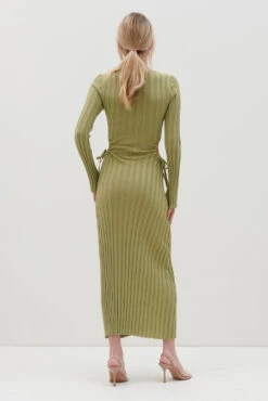 Dahlia Cut Out Maxi Knit Dress - Tarragon Green -By Knitwear Shop Dahlia Cutout Maxi Knit Tarragon Green 1346