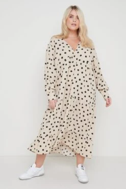 Dotty Day Dress - Beige Polka Dot -By Knitwear Shop Dotty Day Dress Beige 4017