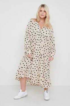 Dotty Day Dress - Beige Polka Dot -By Knitwear Shop Dotty Day Dress Beige 4026