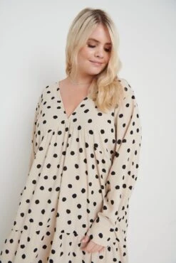 Dotty Day Dress - Beige Polka Dot -By Knitwear Shop Dotty Day Dress Beige 4039