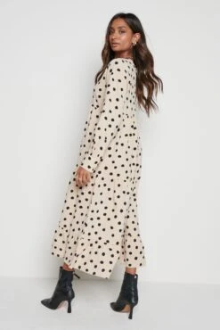 Dotty Day Dress - Beige Polka Dot -By Knitwear Shop Dotty cream 2311