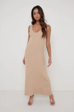 Eliza A-Line Dress - Beige -By Knitwear Shop Eliza ALine Beige 2639