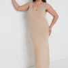 Eliza A-Line Dress Curve - Beige -By Knitwear Shop Eliza A Line Beige 1207