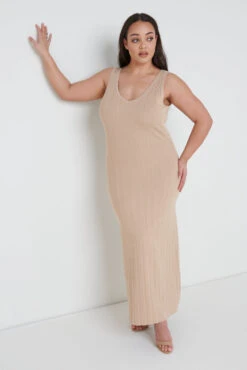 Eliza A-Line Dress Curve - Beige