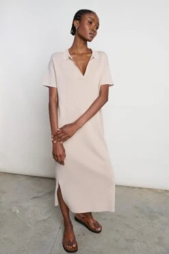 Elodie Collared Knit Dress - Beige -By Knitwear Shop Elodie 202 902