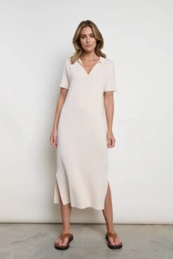 Elodie Collared Knit Dress - Cream