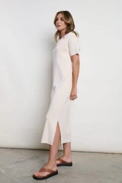 Elodie Collared Knit Dress - Cream -By Knitwear Shop Elodie 956