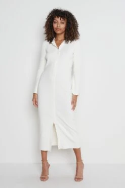 Elsa Knit Button Dress - Cream