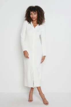 Elsa Knit Button Dress - Cream -By Knitwear Shop Elsa midi cream 2999