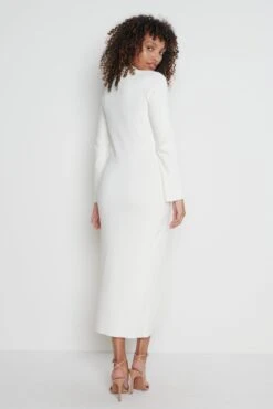 Elsa Knit Button Dress - Cream -By Knitwear Shop Elsa midi cream 3035