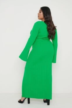 Emmie Cut Out Knit Midaxi Dress - Green 18 Emmie Cut Out Knit Midaxi Dress - Green -By Knitwear Shop Emmie Dress Green Curve 855