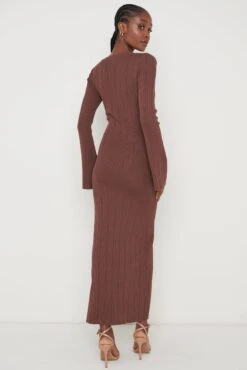 Emmie Cut Out Knit Midaxi Dress - Chocolate Brown -By Knitwear Shop Emmie Knit Midaxi Dress Brown 1620