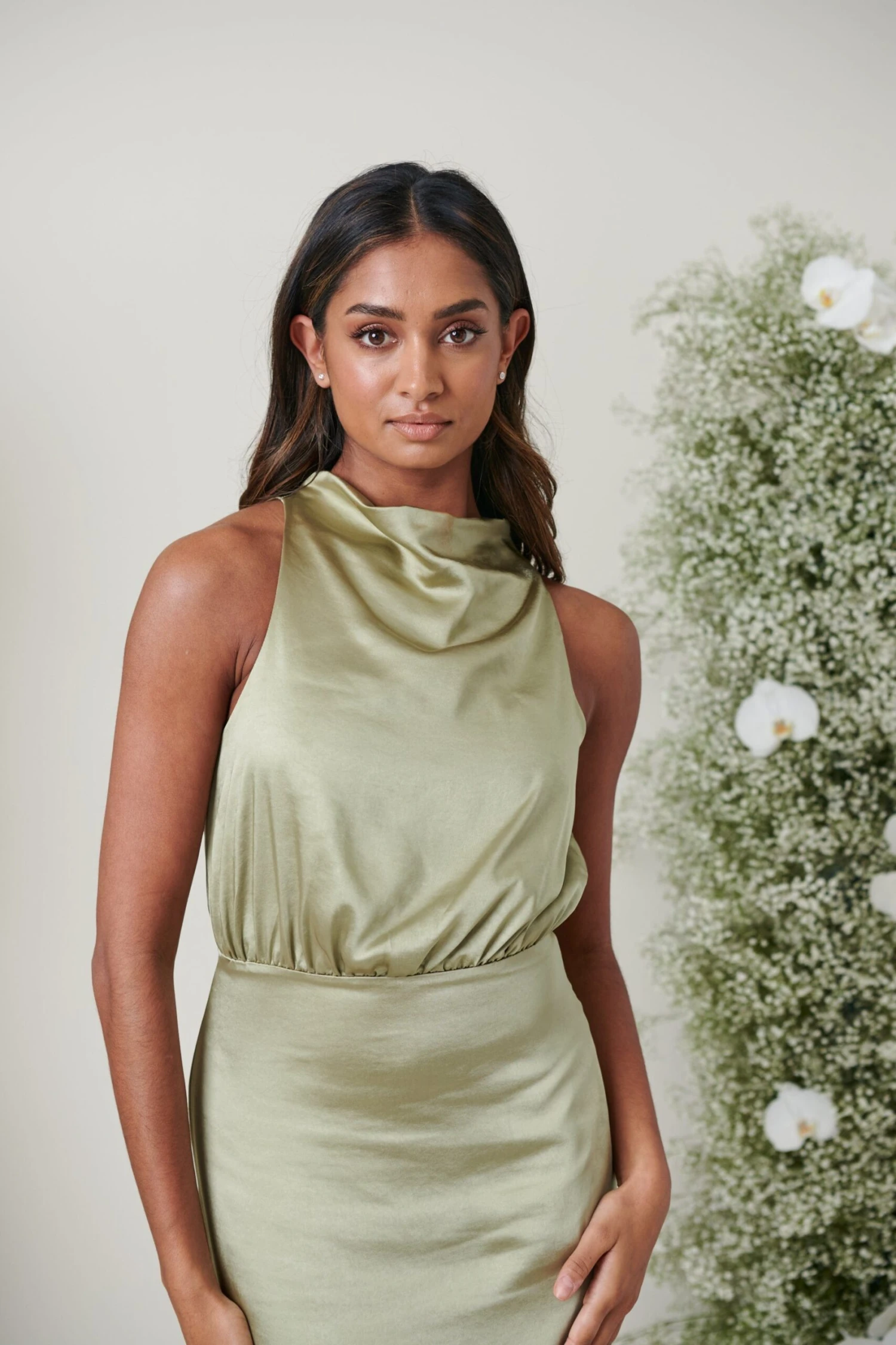 Farrah Maxi Bridesmaid Dress - Matte Olive 4 Farrah Maxi Bridesmaid Dress - Matte Olive - Image 2
