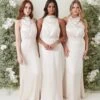 Farrah Maxi Bridesmaid Dress - Matte Champagne -By Knitwear Shop FARRAH MAXI SATIN CHAMPAGNE 2015