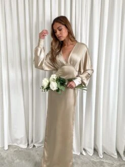 Alexis Maxi Batwing Dress - Matte Bronze