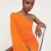 Faith One Shoulder Knit Mini Dress - Aperol