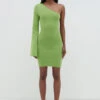 Faith One Shoulder Knit Mini Dress - Lime 1 Faith One Shoulder Knit Mini Dress - Lime -By Knitwear Shop Faith Mini Lime 2064