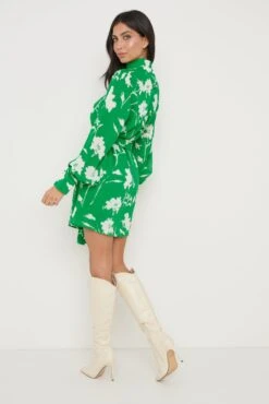 Hailee Printed Chiffon Dress - Green Floral -By Knitwear Shop Hailee Printed Dress 1309