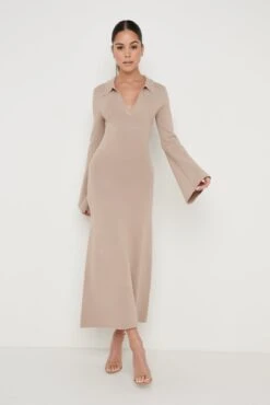 Hayden Knit Midaxi Dress - Taupe -By Knitwear Shop Hayden Knit Midaxi Taupe 3230