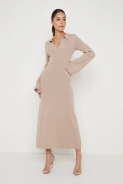 Hayden Knit Midaxi Dress - Taupe