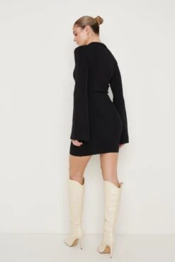 Hayden Mini Collared Knit Dress - Black -By Knitwear Shop Hayden Mini Dress Black 2503