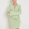 Hayden Mini Collared Knit Dress - Light Green -By Knitwear Shop Hayden Mini Dress Light Green 2095 2 min