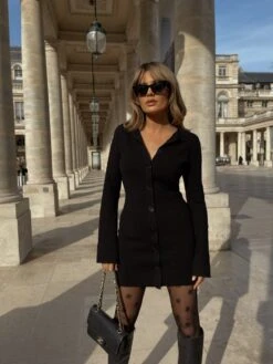 Elsa Mini Knit Button Dress- Black -By Knitwear Shop IMG 0102