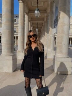 Elsa Mini Knit Button Dress- Black -By Knitwear Shop IMG 0124