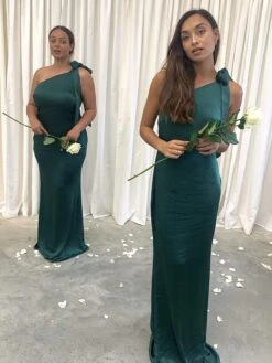 Amelia Maxi Tie Dress - Matte Emerald Green -By Knitwear Shop IMG 2001