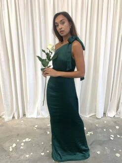Amelia Maxi Tie Dress - Matte Emerald Green -By Knitwear Shop IMG 2006
