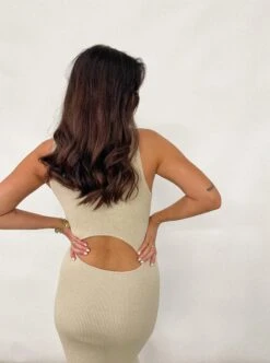 Billie Cut Out Midi Dress - Beige