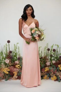 Ines Recycled Maxi Bridesmaids Dress - Matte True Blush