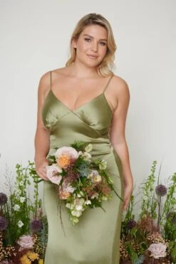 Ines Recycled Maxi Bridesmaids Dress - Matte Olive 11 Ines Recycled Maxi Bridesmaids Dress - Matte Olive -By Knitwear Shop Ines Maxi Olive Plus 1882