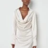 Iris Cowl Front Mini Dress - Oyster 1 Iris Cowl Front Mini Dress - Oyster -By Knitwear Shop Iris Oyster 1264