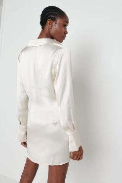 Iris Cowl Front Mini Dress - Oyster -By Knitwear Shop Iris Oyster 1299