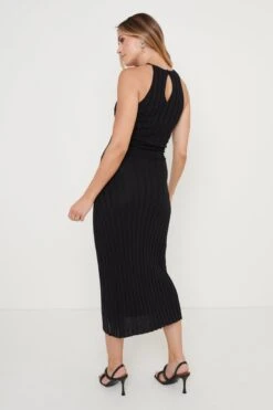 Isla Cut Out Midaxi Knit Dress - Black -By Knitwear Shop Isla Knit Dress Black 1809