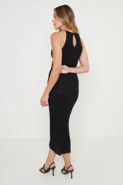 Isla Cut Out Midaxi Knit Dress - Black -By Knitwear Shop Isla Knit Dress Black 1821