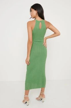 Isla Cut Out Midaxi Knit Dress - Green -By Knitwear Shop Isla Knit Dress Green 1903